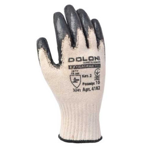 Рукавички DOLONI 4182 трикотажні бавовняні з неповним латексним покриттям, білі, розмір 10